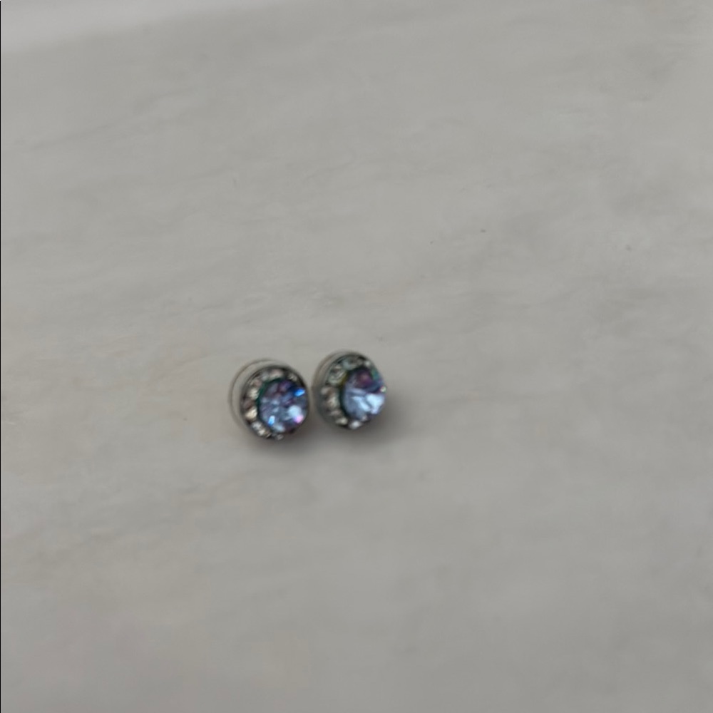 Silver and Blue Stud Earrings